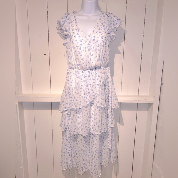 CLEARANCE Sienna Sky Dress XS Blue and White Floral Blouson Spring Dress - Picture 14 of 14